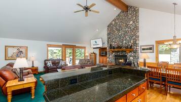 Smart TV, fireplace, video games