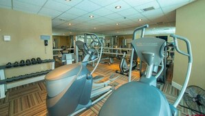 A gym with treadmills, elliptical machines, and free weights. - Grand Lodge Crested Butte | Studio at the Base, Walk to Lifts, Pool & Hot Tub (Crested Butte)