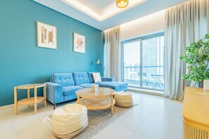 Deluxe Apartment, Balcony, Canal View | Living area - SuperHost - Exclusive 25th Floor Retreat with Marina Views (Dubai)