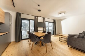 Superior Apartment, Balcony, Mountain View | Living area | 50-inch flat-screen TV with cable channels - Pure Alpine Suites (Schladming)