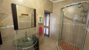 Douche, serviettes fournies, papier toilette