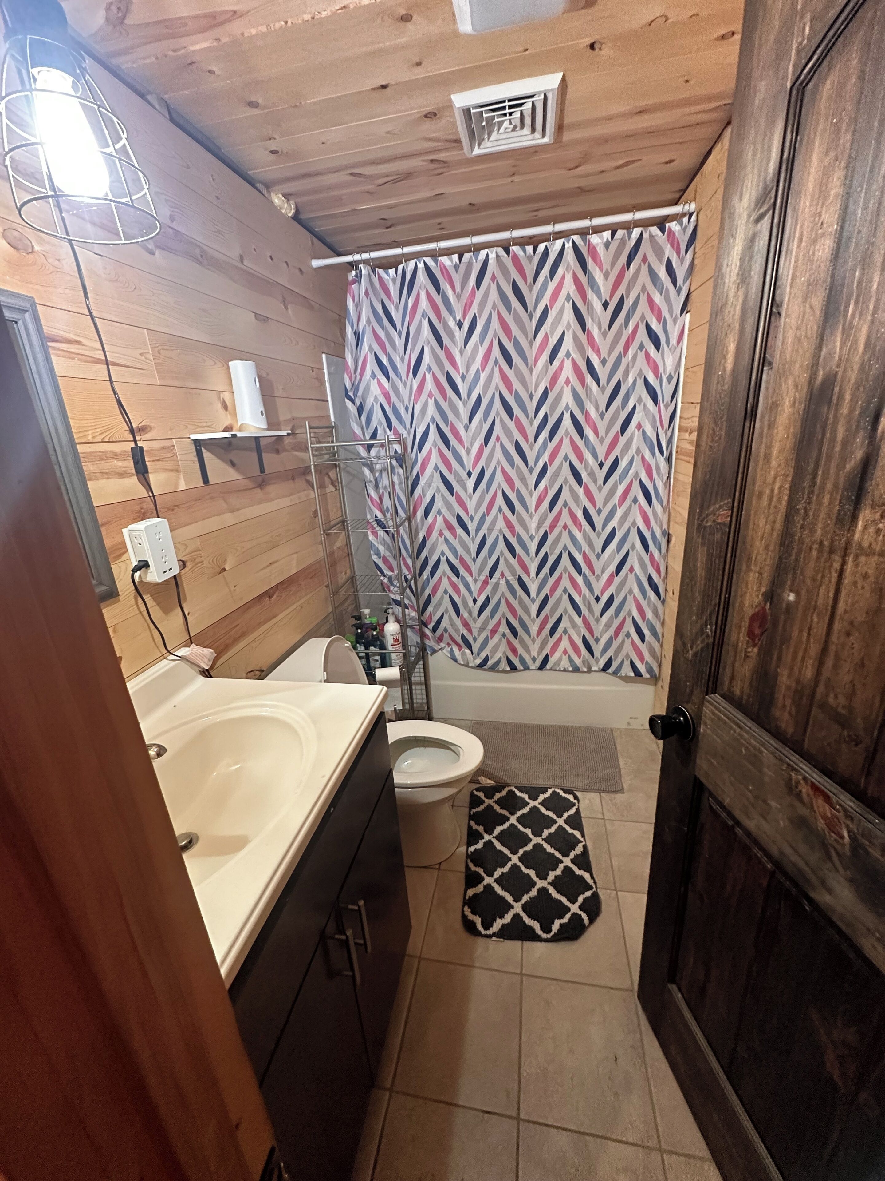 Shower, towels, toilet paper