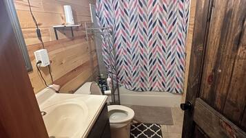 Shower, towels, toilet paper