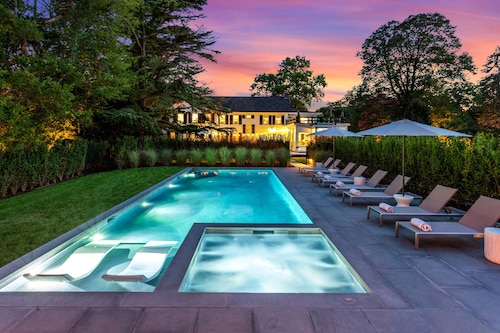 Resort-Style Bellport Estate | Pool/Spa, Sauna, Fire Pit, Game Room | Near Beach