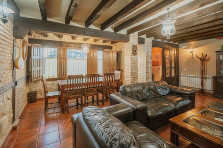 TV, fireplace, DVD player. Country House 'El Mirador De La Pinilla' with Mountain View, Private Garden and Wi-Fi