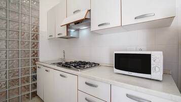 Kühlschrank, Mikrowelle, Herdplatte, Geschirrspüler