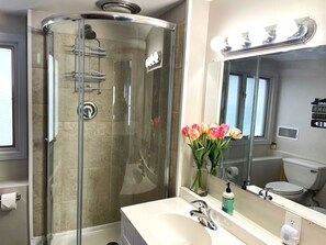 Douche, sèche-cheveux