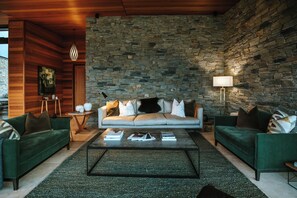 Luxury House, 3 Bedrooms, Lake View | Living area | Fireplace - Aurum - Luxury Villa - Lake Views (Wanaka)