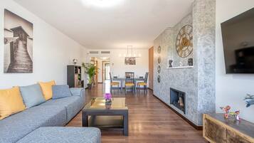 TV, fireplace