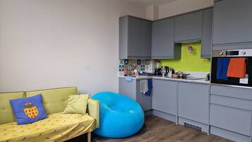 Fridge, oven, stovetop, electric kettle