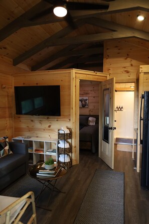 TV, books - Mountain View Tiny Home Cabin Near Nantahala River (Bryson City)
