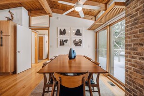 Dining - Midcentury home, private beach, large deck with dining (Northport)