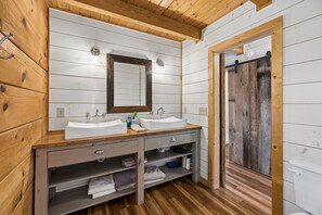 Shower, hair dryer, towels, soap - Beautiful mountain top cabin with the best 180º view in Tellico Plains! (Tellico Plains)