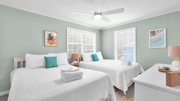 4 bedrooms, desk, iron/ironing board, travel crib