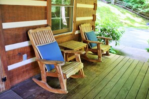 Terrace/patio - The Cove: Log Cabin! Pet Friendly! Fire Pit! (Whittier)