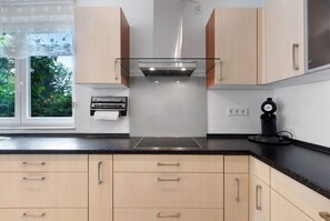 Fridge, microwave, oven, stovetop - Apartment 'Milita' with Private Terrace, Balcony and Wi-Fi (Lörrach)