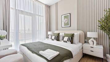 Apartament exclusiu, balcó, vistes al desert | Llençols de cotó egipci i roba de llit d'alta qualitat