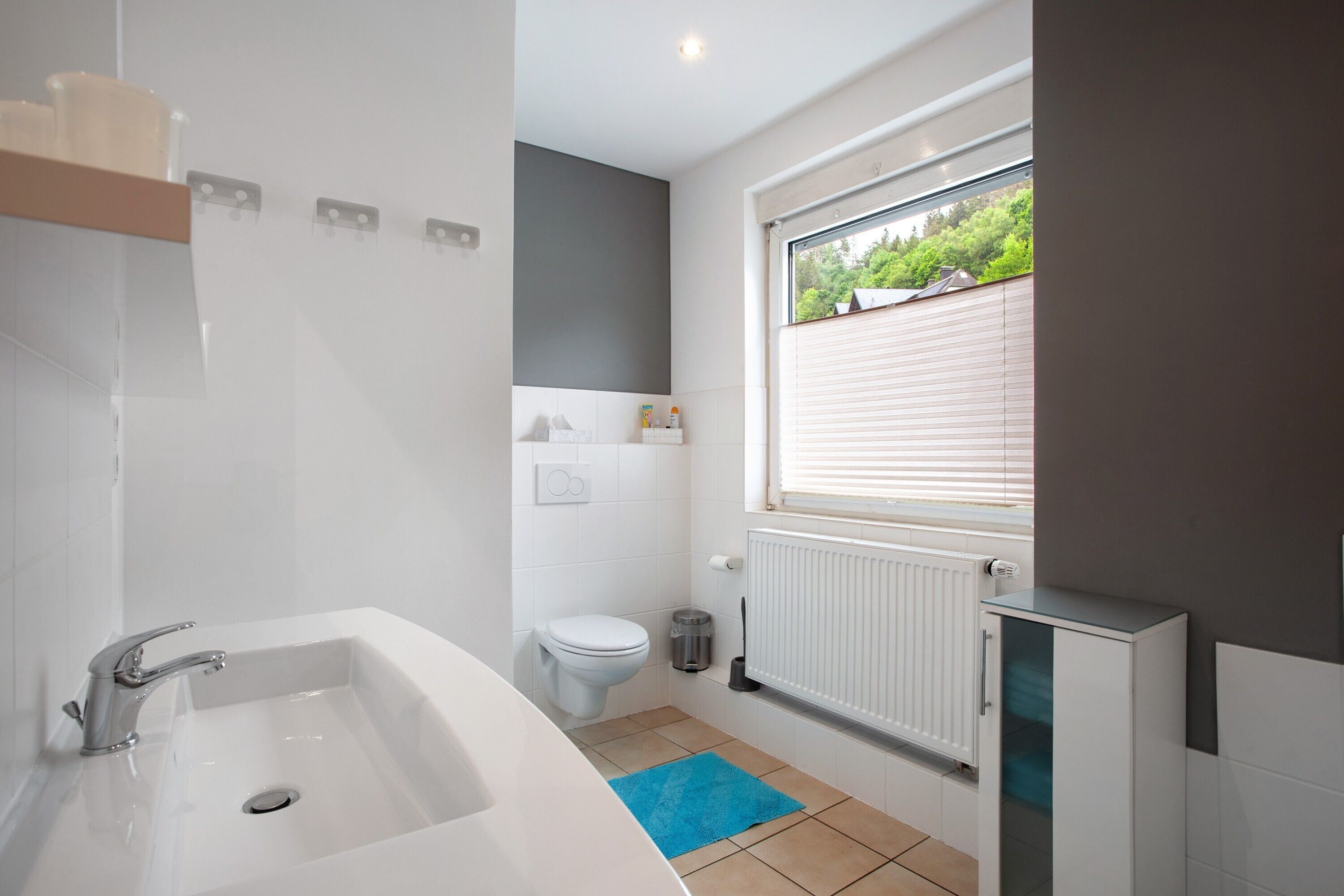 Een douche, gratis toiletartikelen, een haardroger, handdoeken
