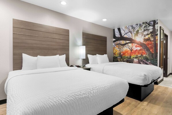 Room, 2 Queen Beds, Non Smoking (Efficiency) | Premium bedding, pillowtop beds, desk, laptop workspace - Clarion Pointe Fort Worth East - Arlington (Fort Worth)