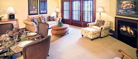 TV, fireplace, DVD player, stereo