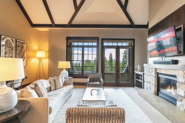 TV, fireplace - One Village Place 502 - Top-floor Residence (Truckee)