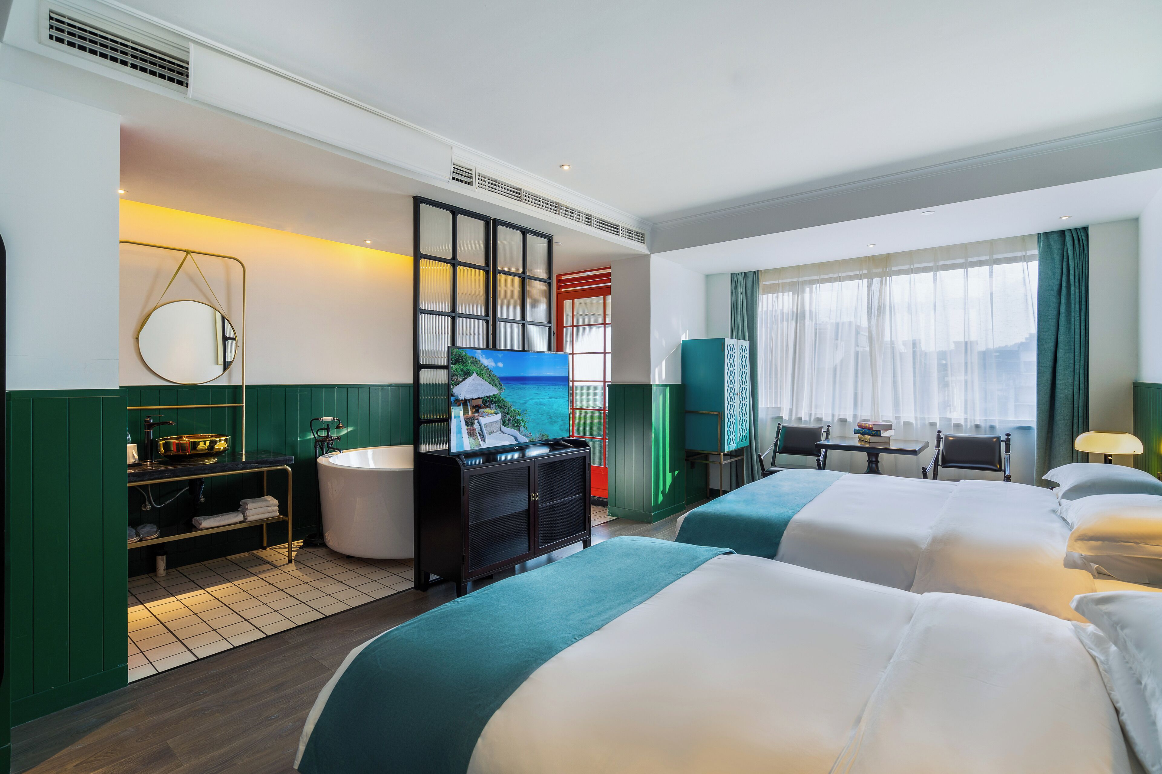 Premium bedding, down comforters, memory foam beds, minibar