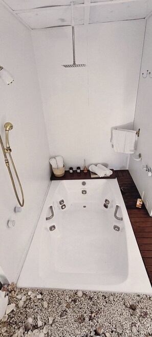 Dusche, Whirlpool, Haartrockner, Handtücher