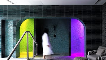 Walk through the semi-circular archway into a tranquil space.