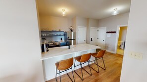 Fridge, microwave, oven, dishwasher