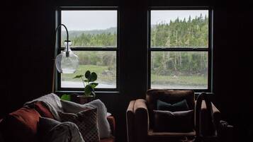 Una Smart TV, una chimenea, videojuegos, libros