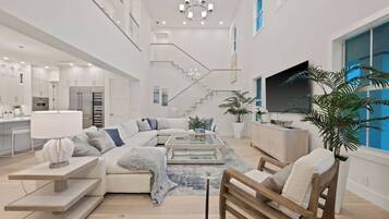 Smart TV, books, video library, stereo