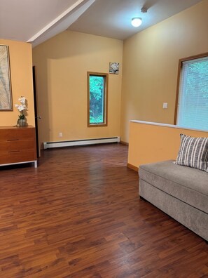 Smart TV, DVD player, books, video library