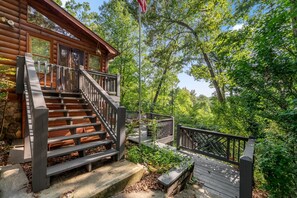 Terrace/patio - Story Book Cabin with Mountain Views, Game Cave, Hot Tub and Close to Downtown (Blue Ridge)