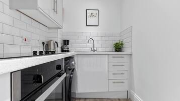 Fridge, microwave, oven, toaster