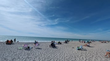 Chaises longues, serviettes de plage