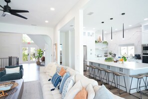 Smart TV, fireplace, table football