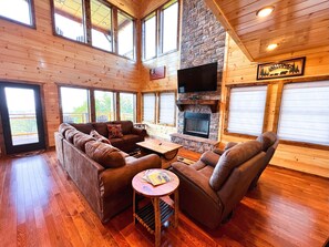 Smart TV, fireplace, video games, table football