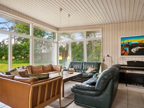 Een televisie en een open haard