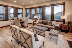 Télévision, cheminée, espaces bureaux