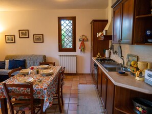 Fridge, oven, coffee/tea maker, electric kettle