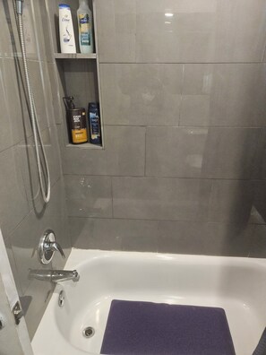 Hair dryer, towels, toilet paper