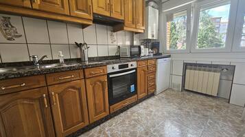 Fridge, microwave, oven, dishwasher