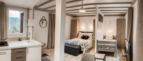 Habitación doble Confort, vista a la ciudad | Cocina privada