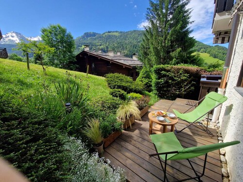 Renovated T2 in Le Grand-Bornand with balcony, parking and terrace, 4 people, near village