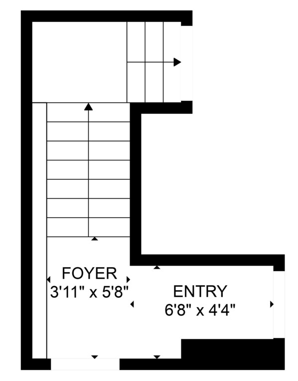 Plano de planta que muestra un vestíbulo de 3 pies 11 pulgadas por 5 pies 8 pulgadas y una entrada de 6 pies 8 pulgadas por 4 pies 4 pulgadas.
