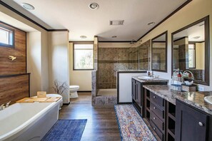 Shower, hair dryer - Private 12-Acre Estate | 2 Homes | Sleeps 22 (Wimberley)