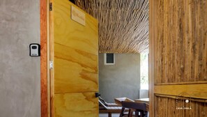 A wooden door with a sign that reads "Beauty". - Incredible Nautilus Suite in the Heart of Punta (Brisas de Zicatela)