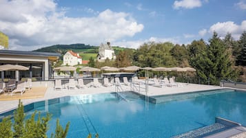 Indoor pool, outdoor pool, open 6:00 AM to 10:00 PM, sun loungers
