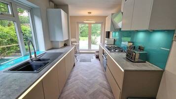 Fridge, microwave, oven, toaster