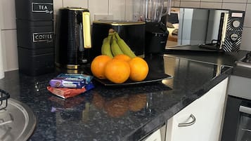 Fridge, microwave, oven, electric kettle